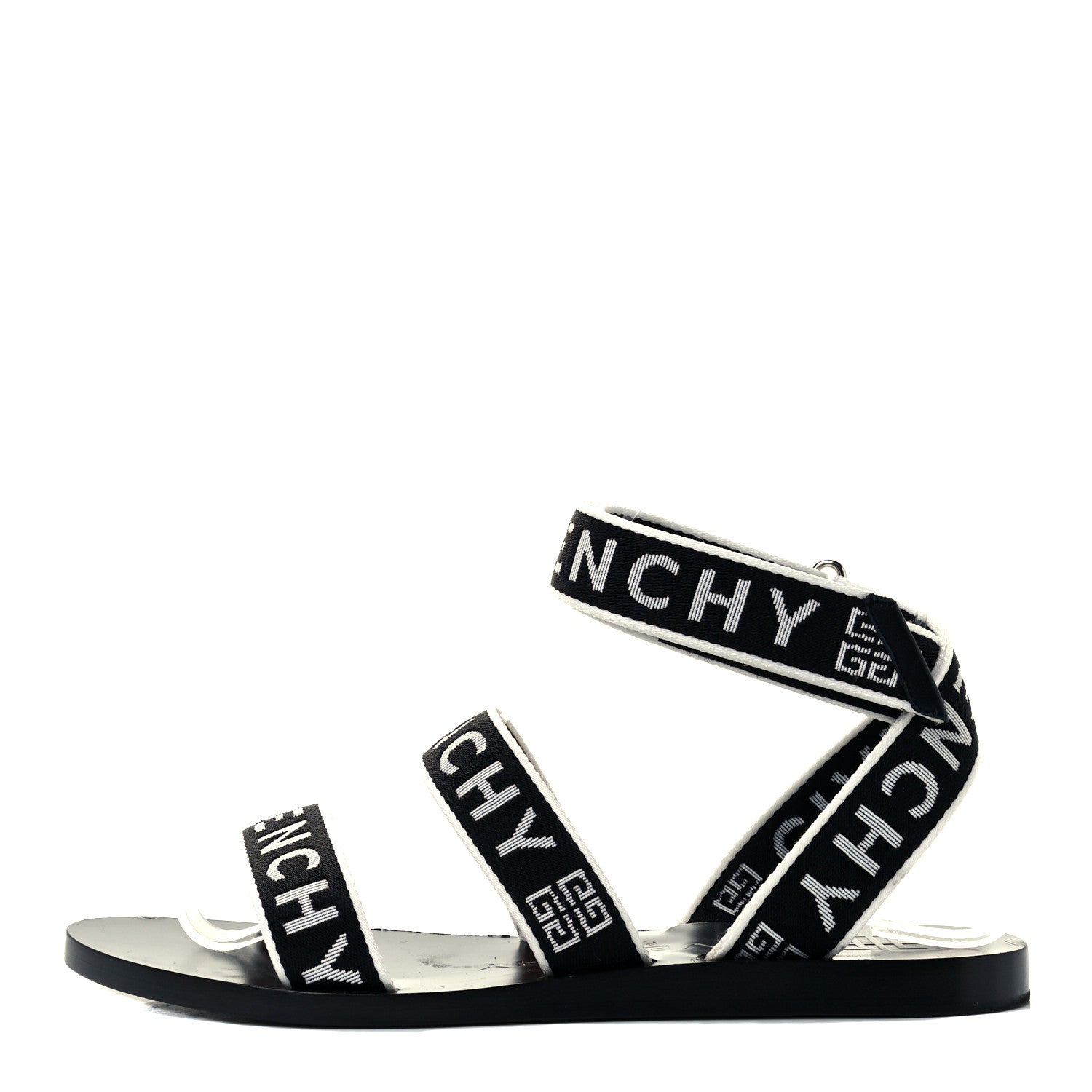Givenchy Grosgrain Cross Logo Ankle Strap Sandals 36.5 Black White 1 of 11