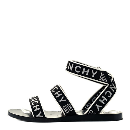 Givenchy Grosgrain Cross Logo Ankle Strap Sandals 36.5 Black White 1 of 11