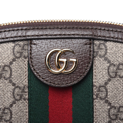 Gucci GG Supreme Monogram Textured Dollar Calfskin Web Small Ophidia Dome Shoulder Bag Beige Ebony New Acero 9 of 11