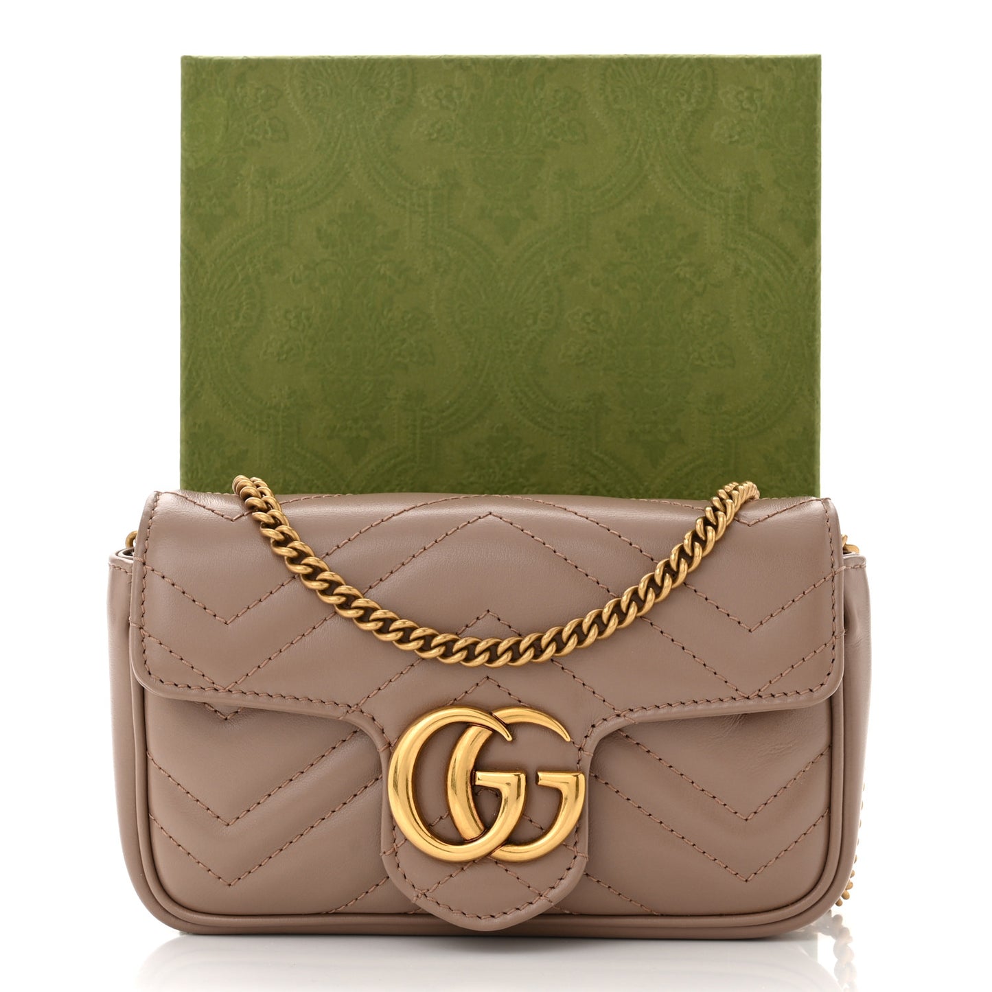 Calfskin Matelasse Super Mini GG Marmont Shoulder Bag Porcelain Rose