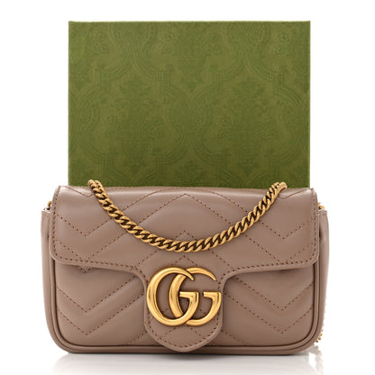 Gucci Calfskin Matelasse Super Mini GG Marmont Shoulder Bag Porcelain Rose 11 of 11