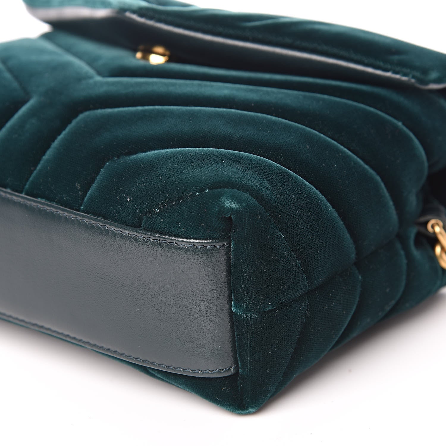 Saint Laurent Velvet Y Quilted Monogram Toy Loulou Chain Satchel Dark Ottanio 9 of 11