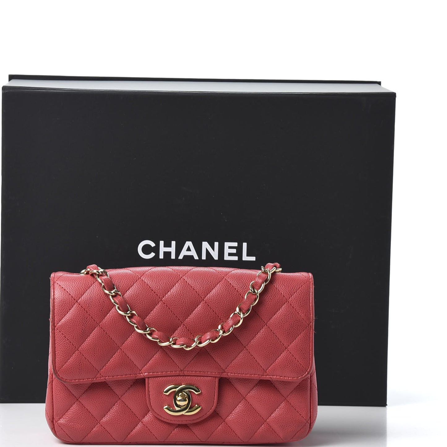 Caviar Quilted Mini Rectangular Flap Red