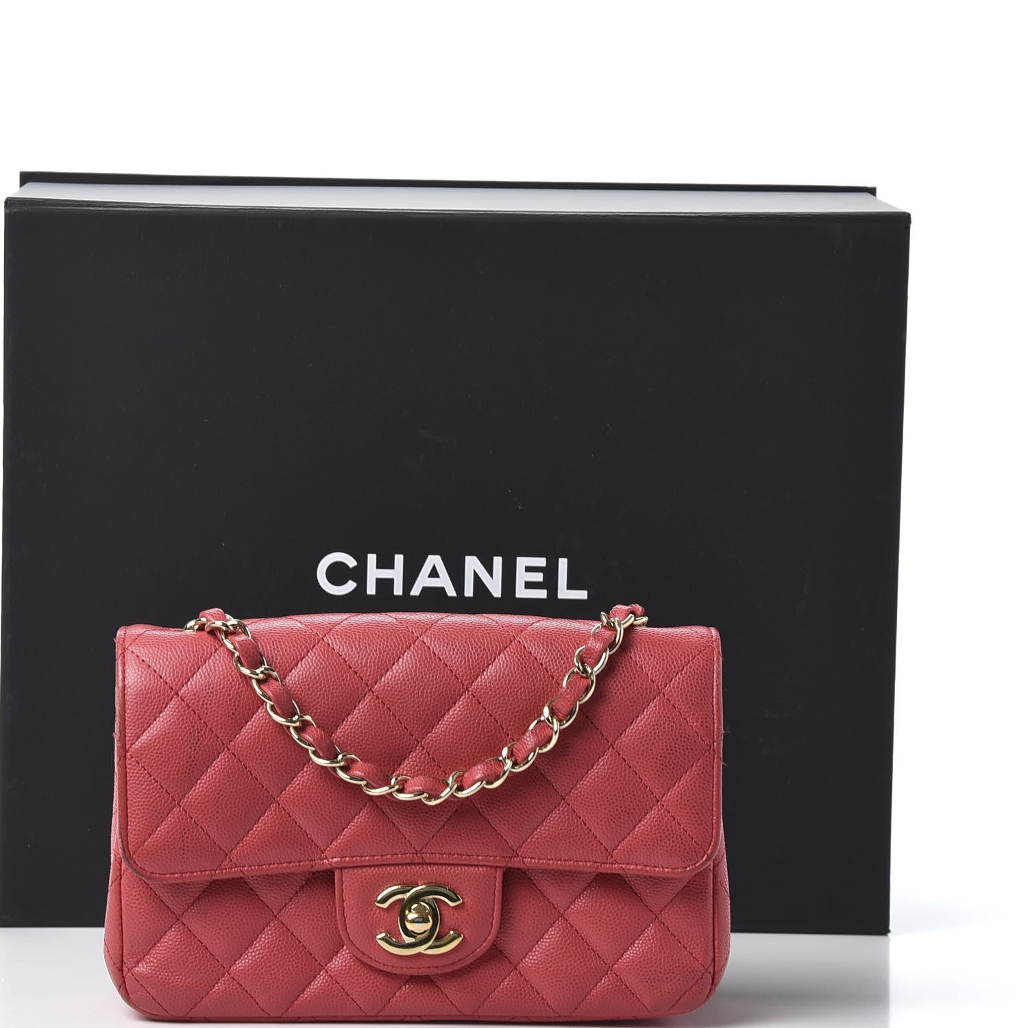 Chanel Caviar Quilted Mini Rectangular Flap Red 14 of 14