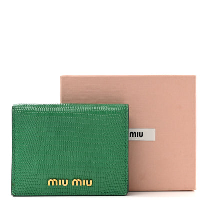 Miu Miu Vernice Lizard Embossed Wallet Mango 11 of 11