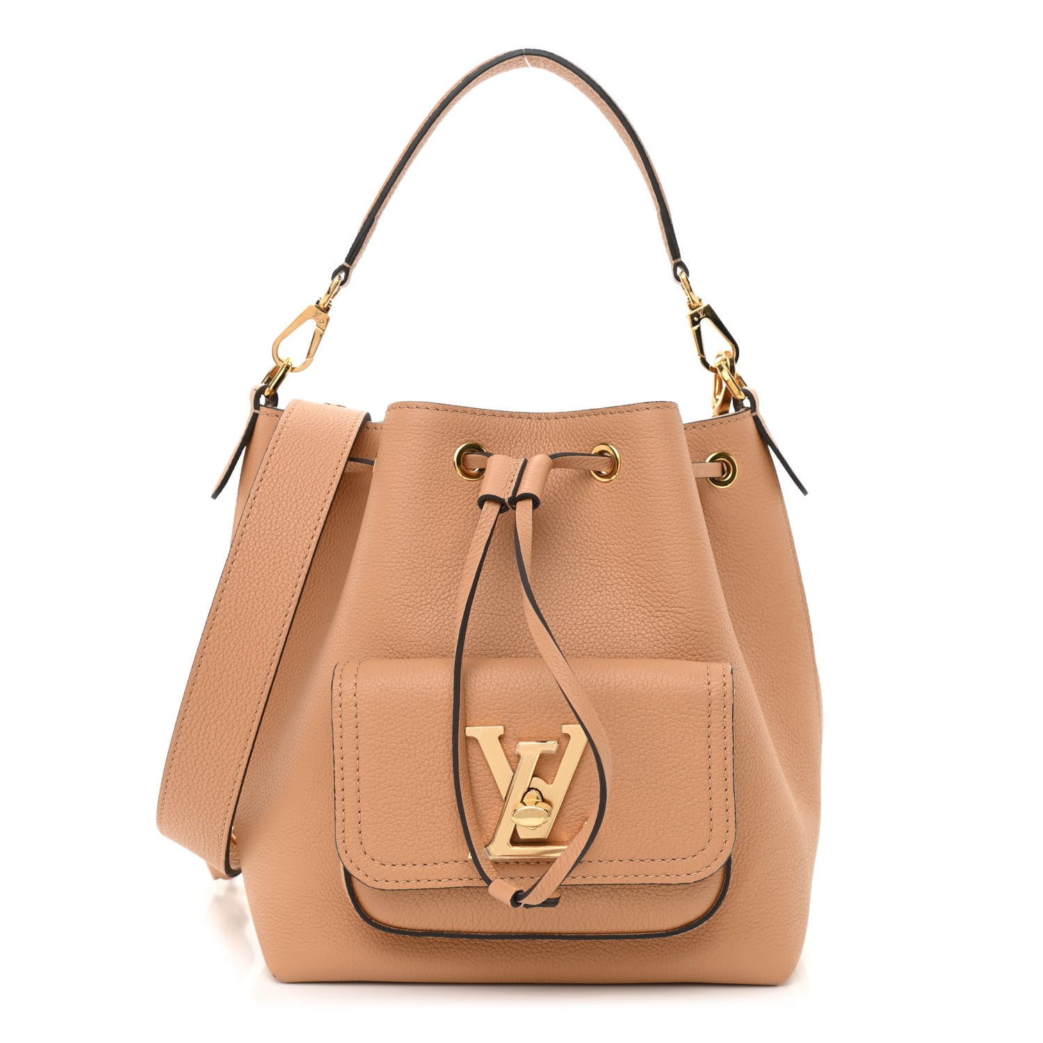 Louis Vuitton Calfskin Lockme Bucket MM Arizona Beige 1 of 7