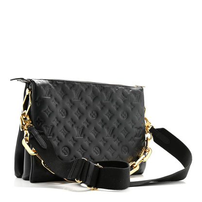 Louis Vuitton Lambskin Embossed Monogram Coussin MM Black 3 of 13