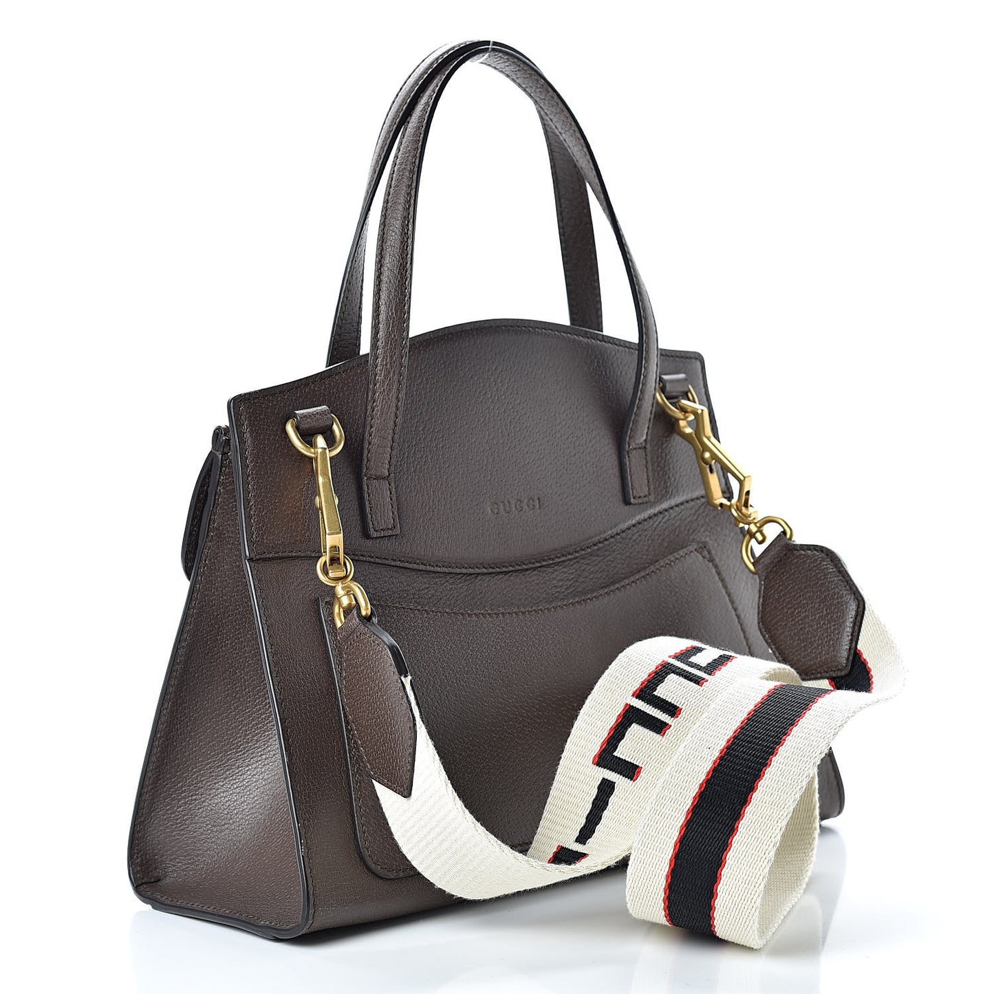 Textured Calfskin Web Crystal Butterfly Stripe Medium Totem Top Handle Bag New Acero