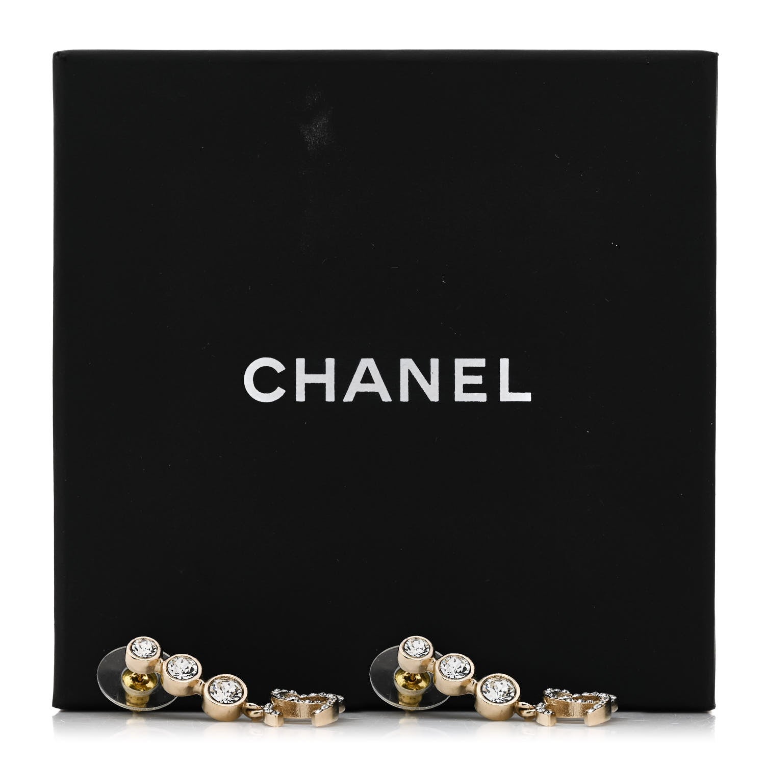 Chanel Crystal CC Drop Earrings Gold 5 of 5
