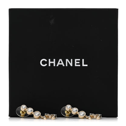Chanel Crystal CC Drop Earrings Gold 5 of 5
