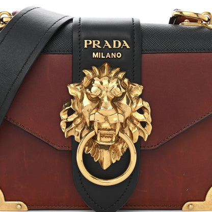 Prada Antic Soft Saffiano Lions Head Cahier Shoulder Bag Cotto Black 9 of 13