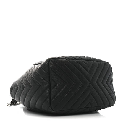 Chanel Deerskin Chevron Small CC Chain Bucket Bag Black 4 of 10