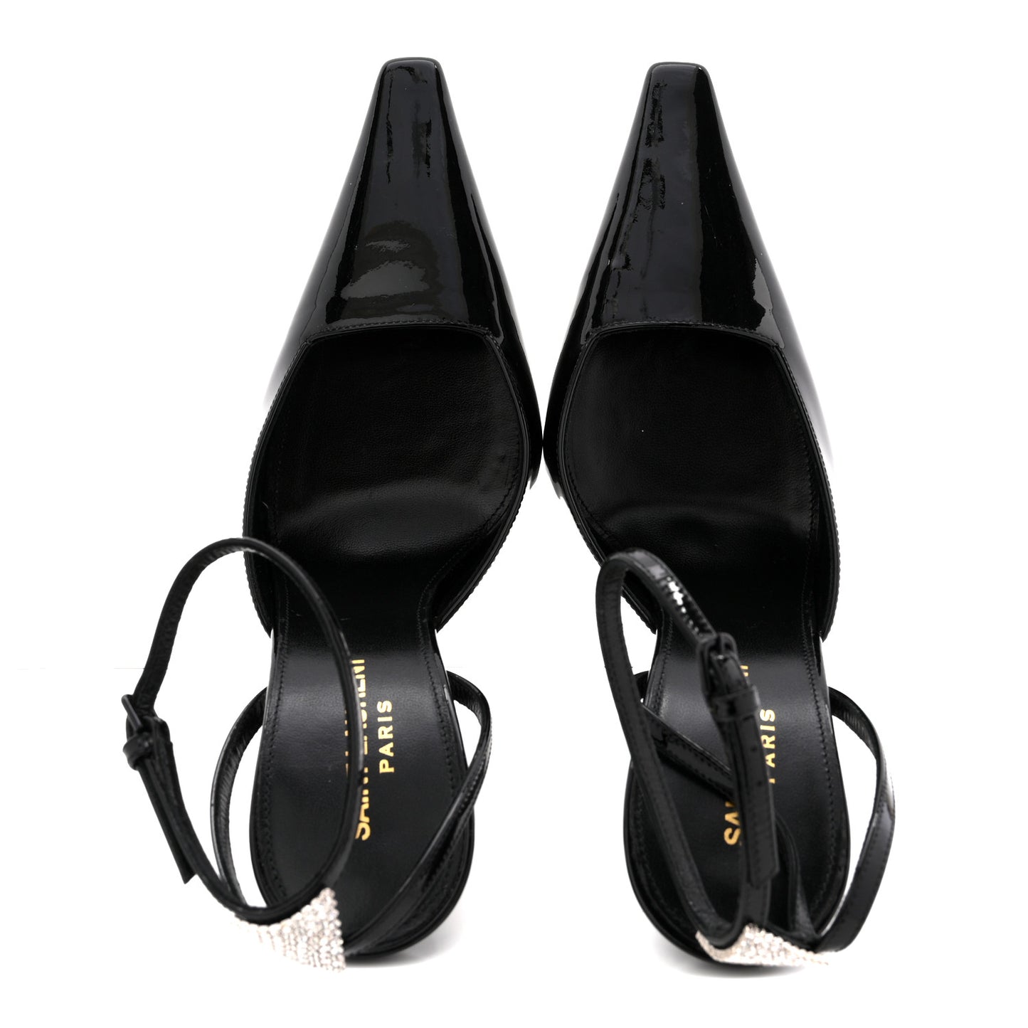 Patent Calfskin Crystal Anouk Pumps 37.5 Black