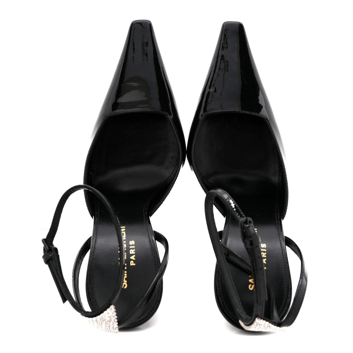 Saint Laurent Patent Calfskin Crystal Anouk Pumps 37.5 Black 2 of 12