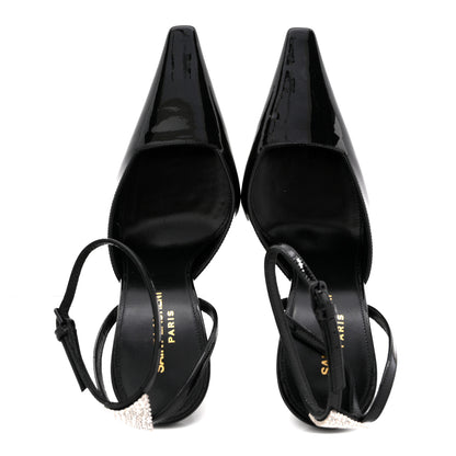 Saint Laurent Patent Calfskin Crystal Anouk Pumps 37.5 Black 2 of 12
