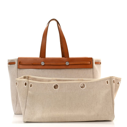 Hermes Toile Vache Hunter Herbag Cabas MM Natural 1 of 17
