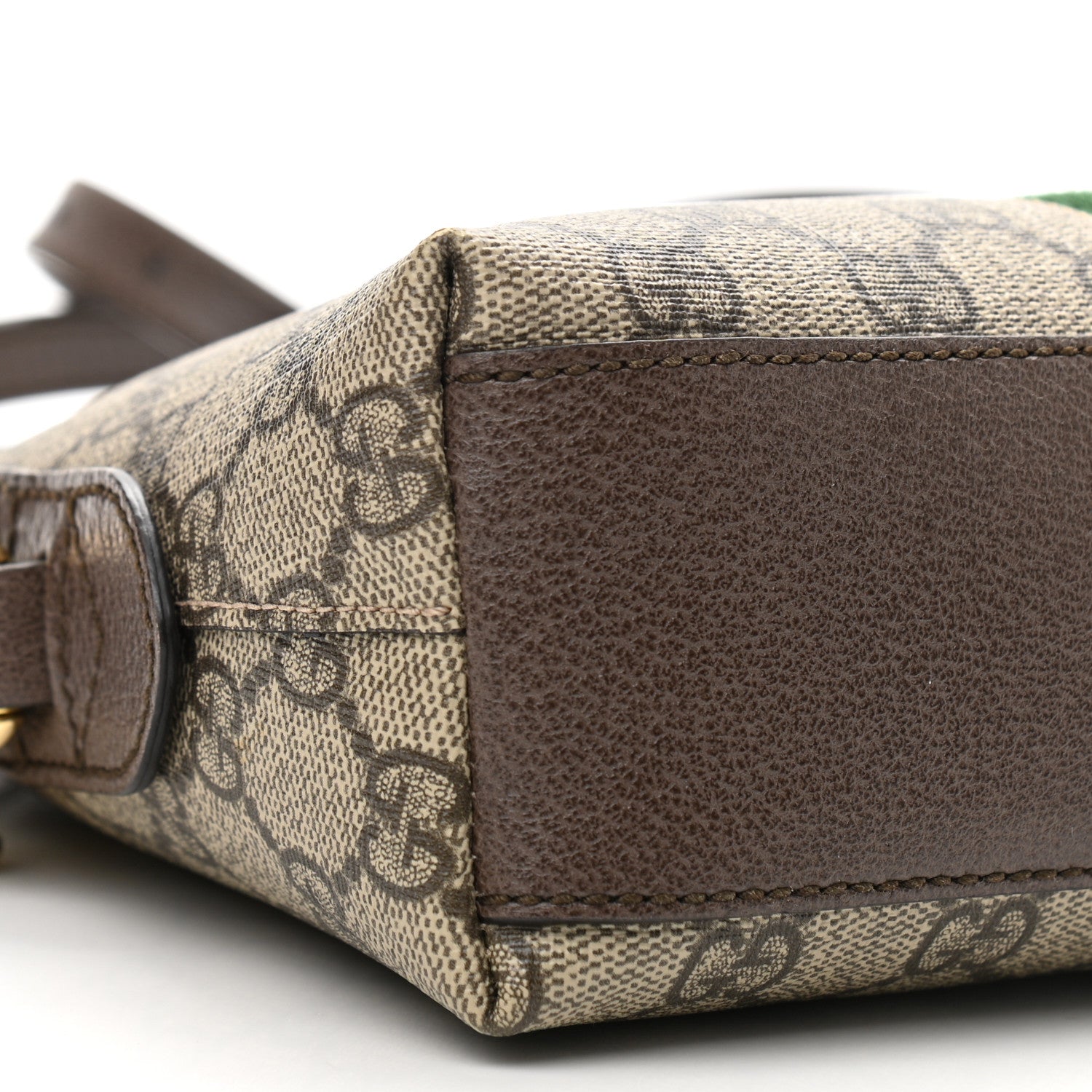 Gucci GG Supreme Monogram Textured Dollar Calfskin Web Small Ophidia Dome Shoulder Bag Beige Ebony New Acero 10 of 12