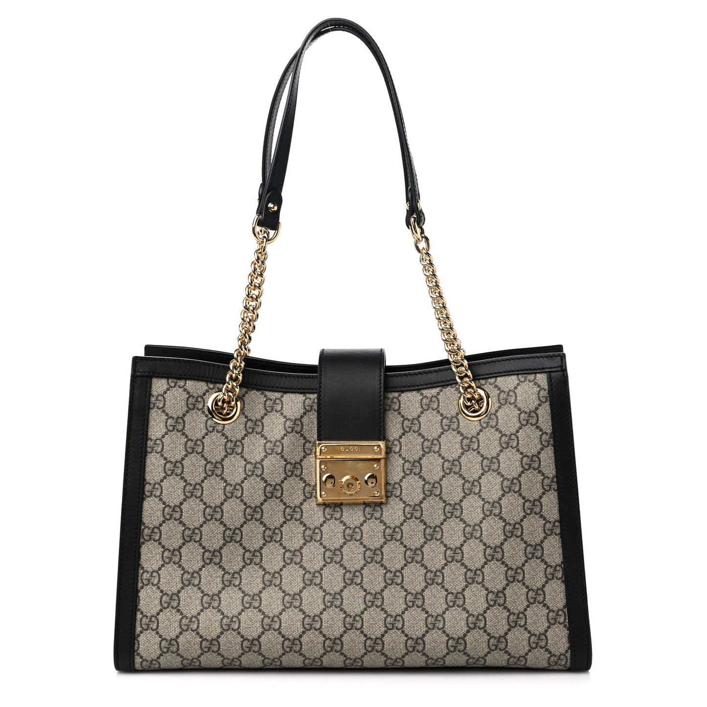 GG Supreme Monogram Medium Padlock Tote Black