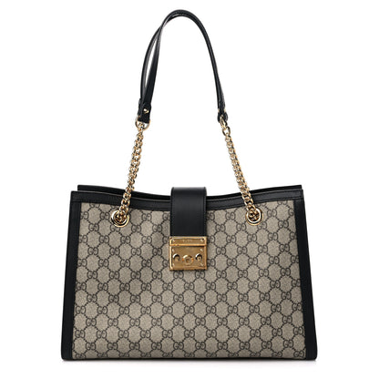 Gucci GG Supreme Monogram Medium Padlock Tote Black 1 of 12