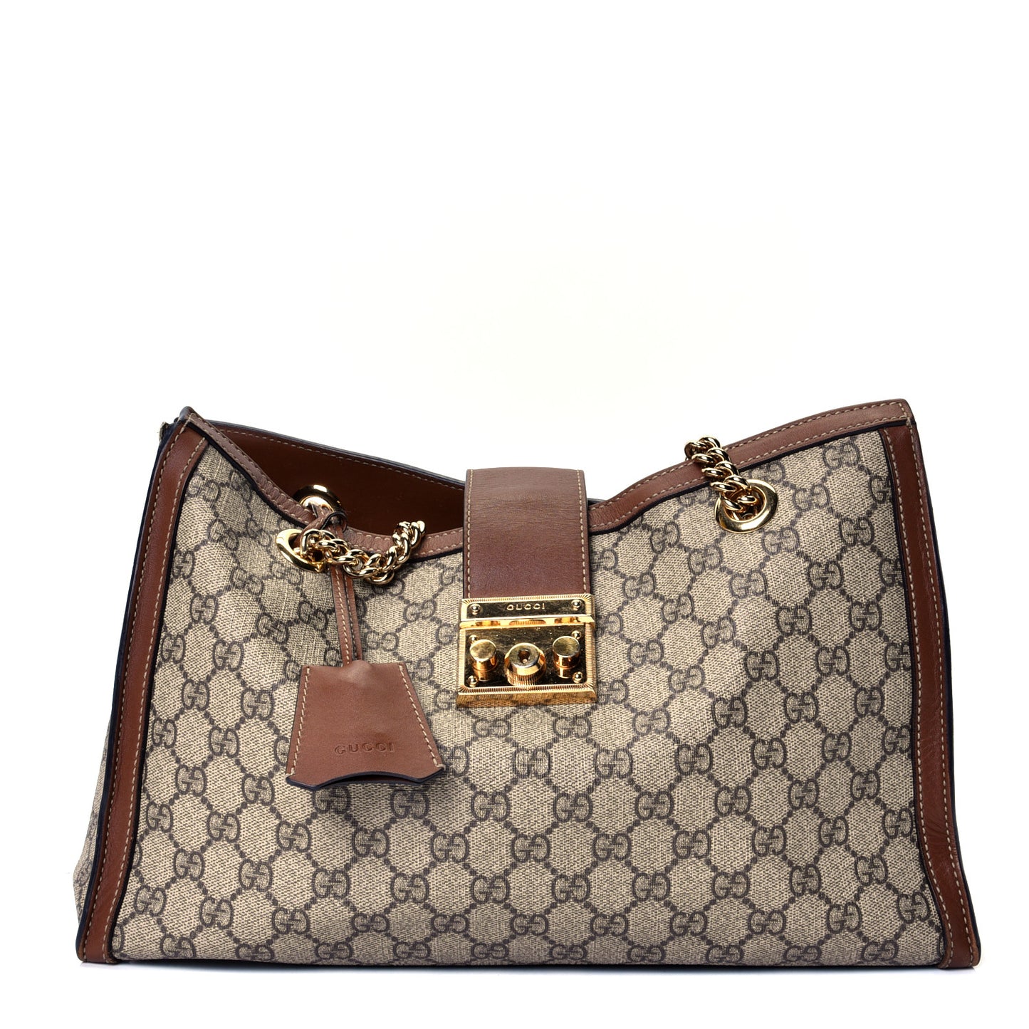 GG Supreme Monogram Medium Padlock Tote Beige Cuir