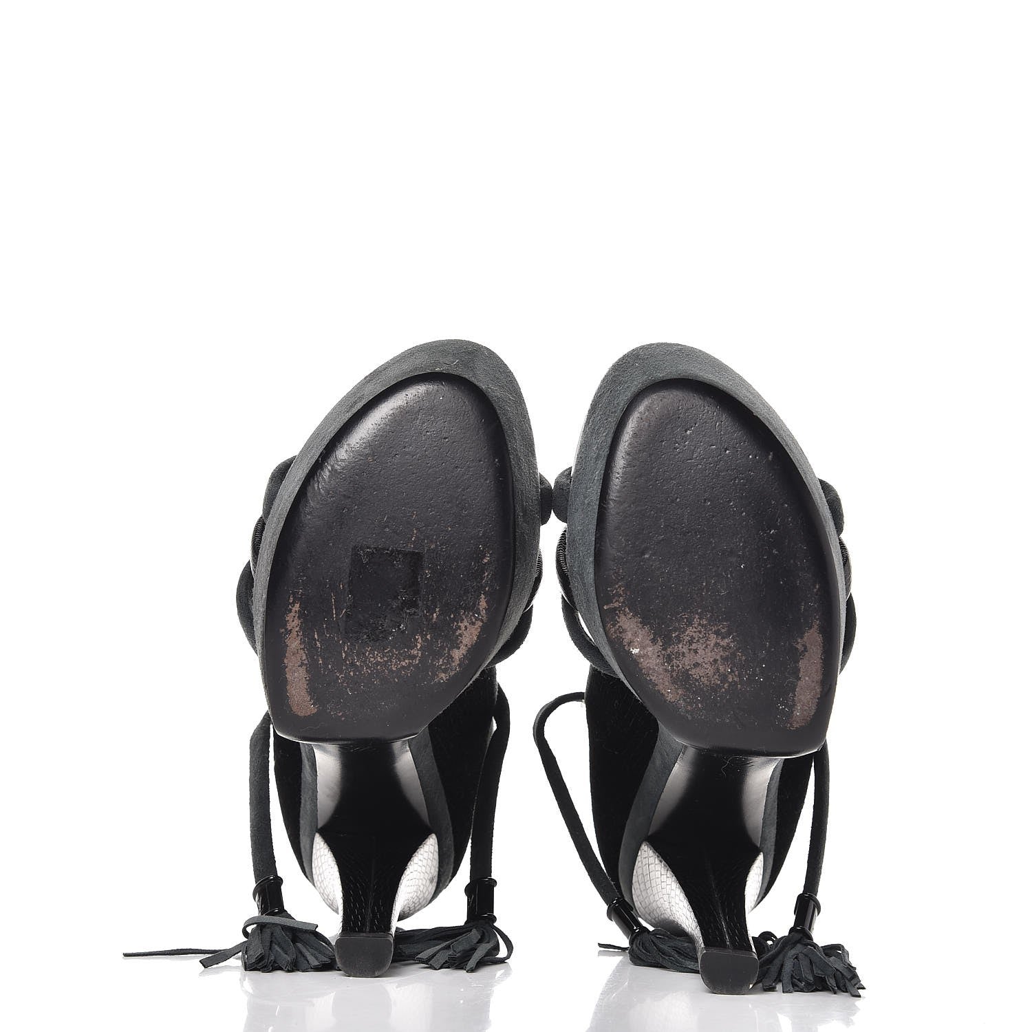 Louis Vuitton Suede Lizard Platform Ankle Wrap Sandals 39 Black 7 of 11