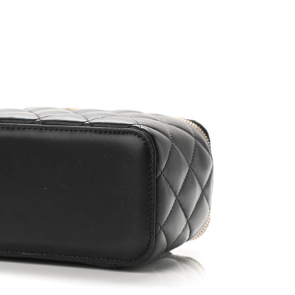 Chanel Lambskin Quilted Small Pearl Crush Vanity Case With Chain Black 11 of 12