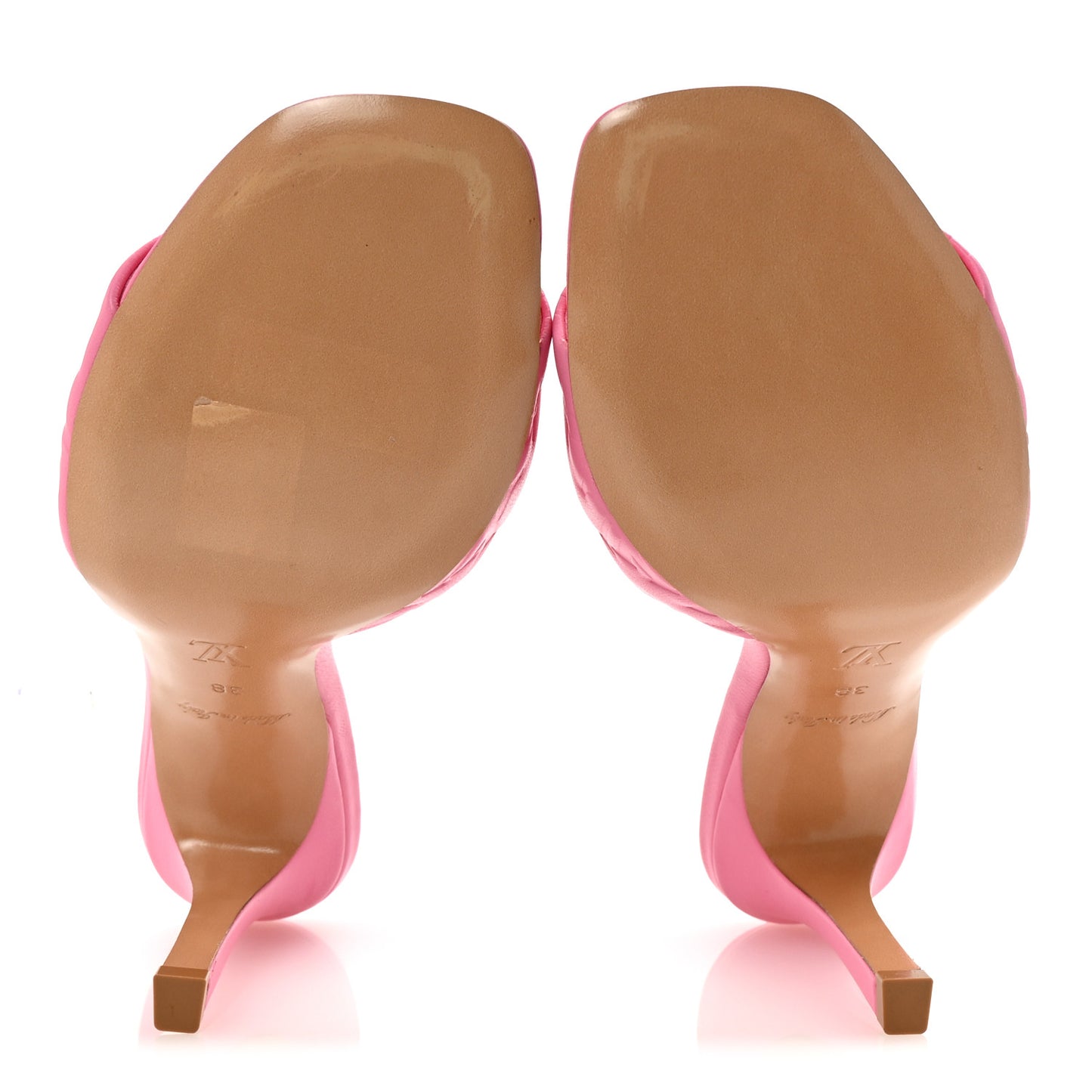 Lambskin Embossed Monogram Revival Mid Heel Mules 38 Rose Pop