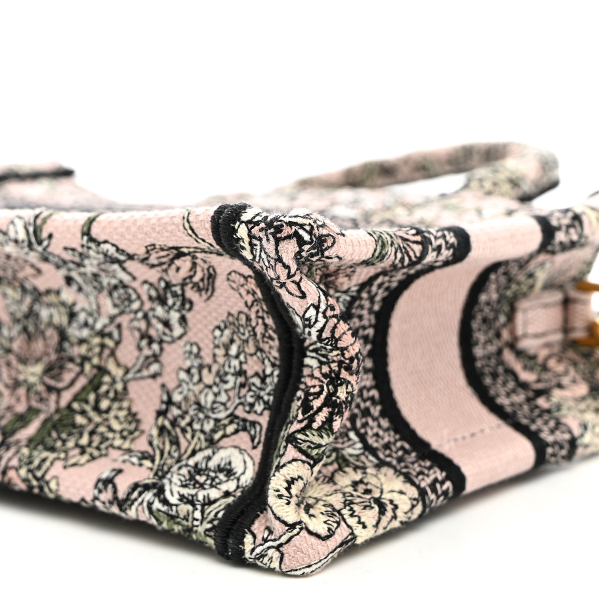 Canvas Embroidered Mini Book Tote With Strap Pink Multicolor