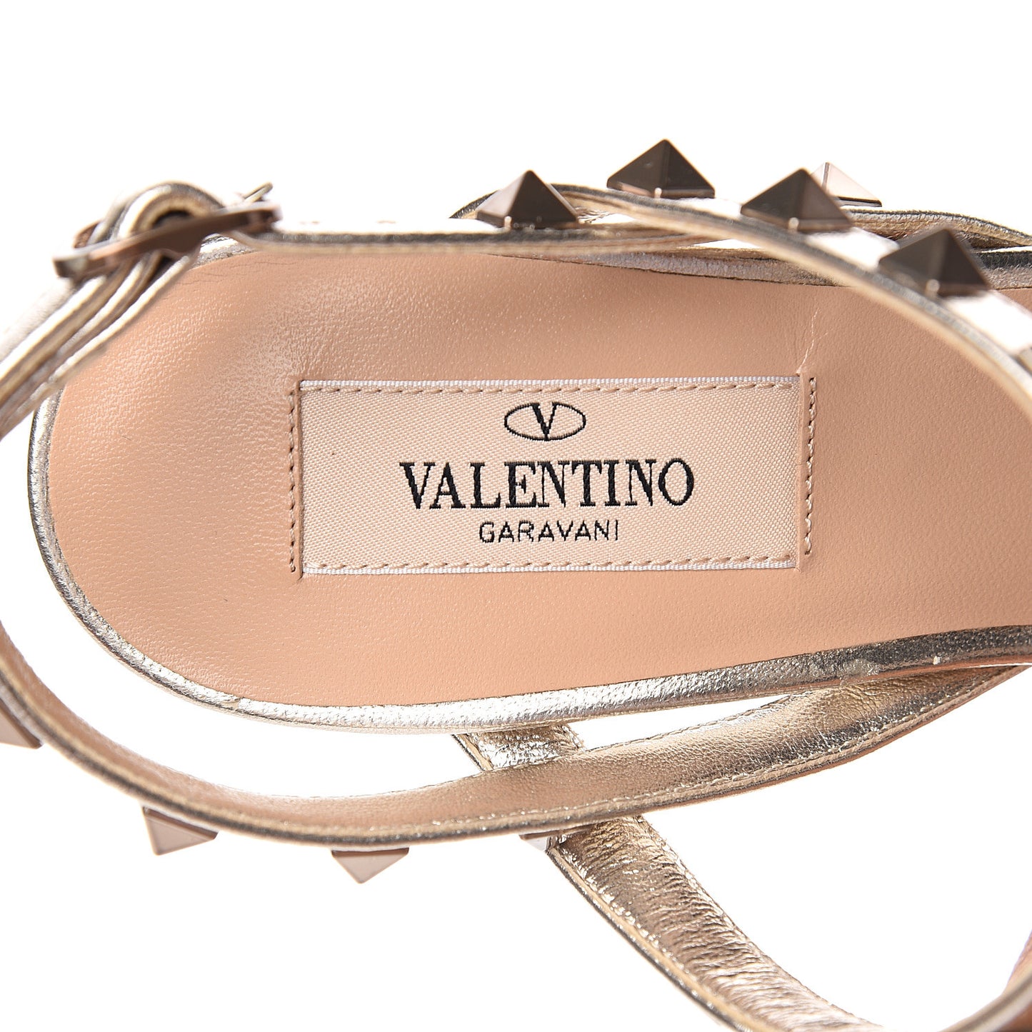 Metallic Nappa Rockstud T-Strap Slingback 85mm Sandals 37 Skin