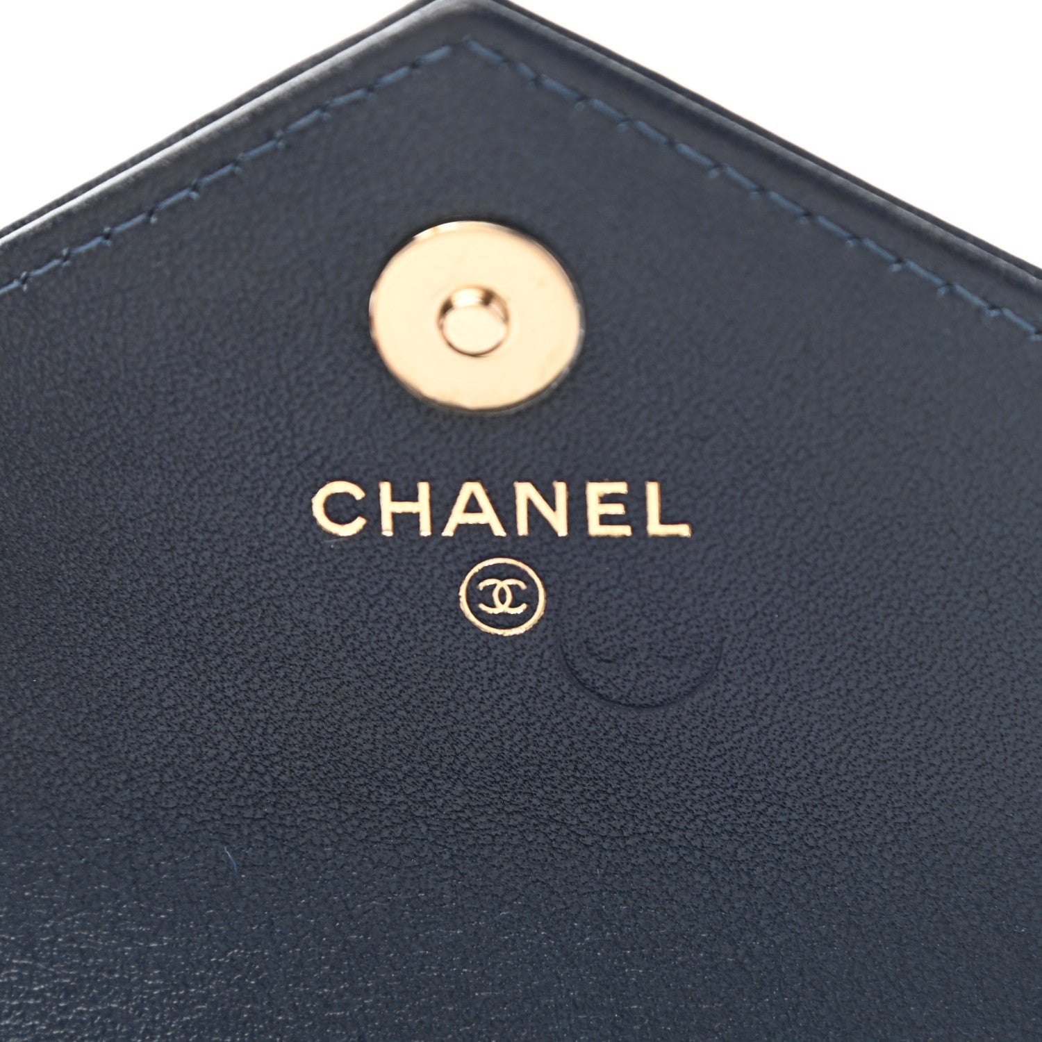 Chanel Goatskin Chevron Quilted Card Holder Flap Wallet Blue 6 of 9
