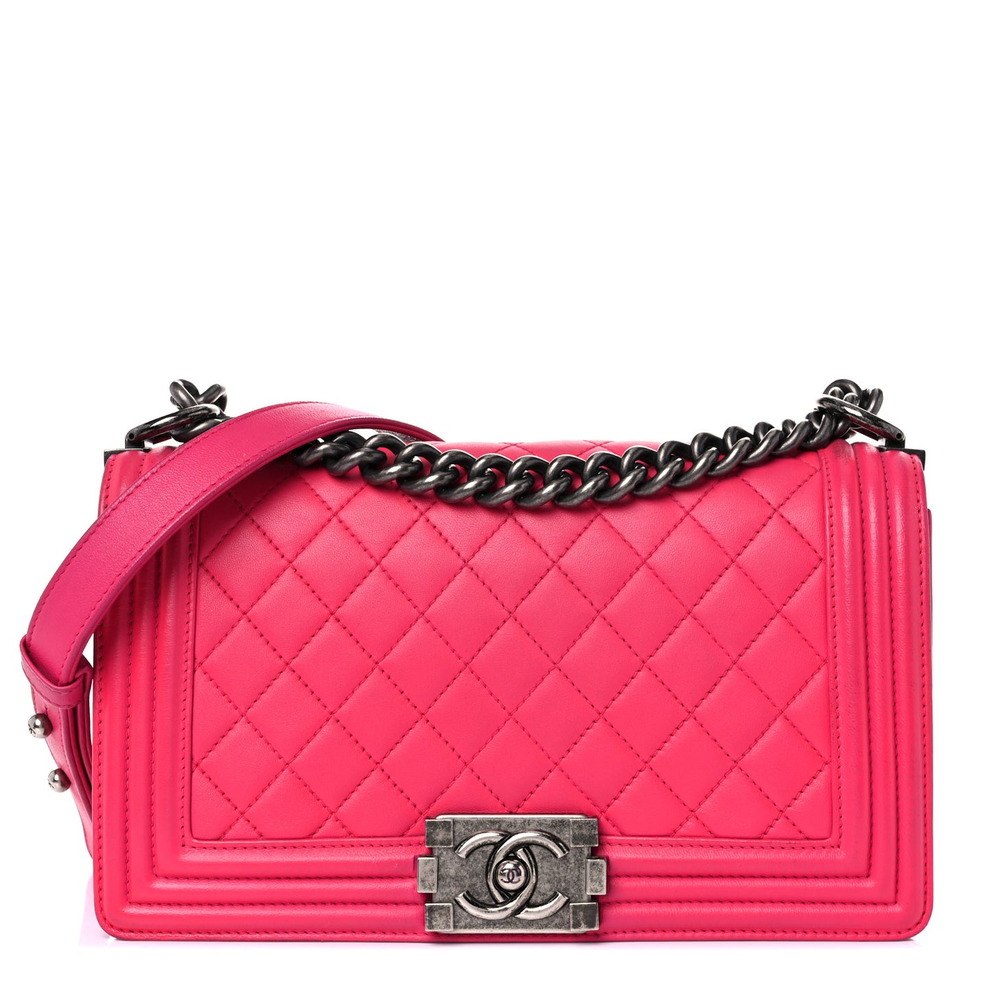 Lambskin Quilted Medium Boy Flap Pink