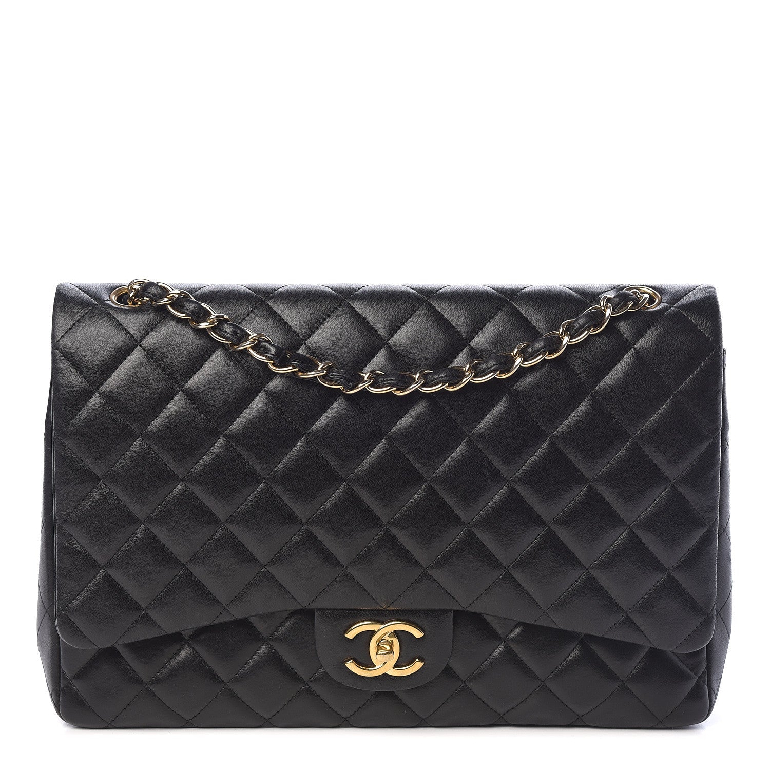 Chanel Lambskin Quilted Maxi Double Flap Black 1 of 10