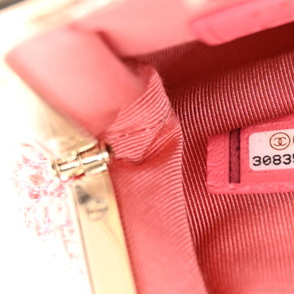 Chanel Tweed Kiss Lock Phone Holder With Chain Pale Pink Ecru 7 of 10