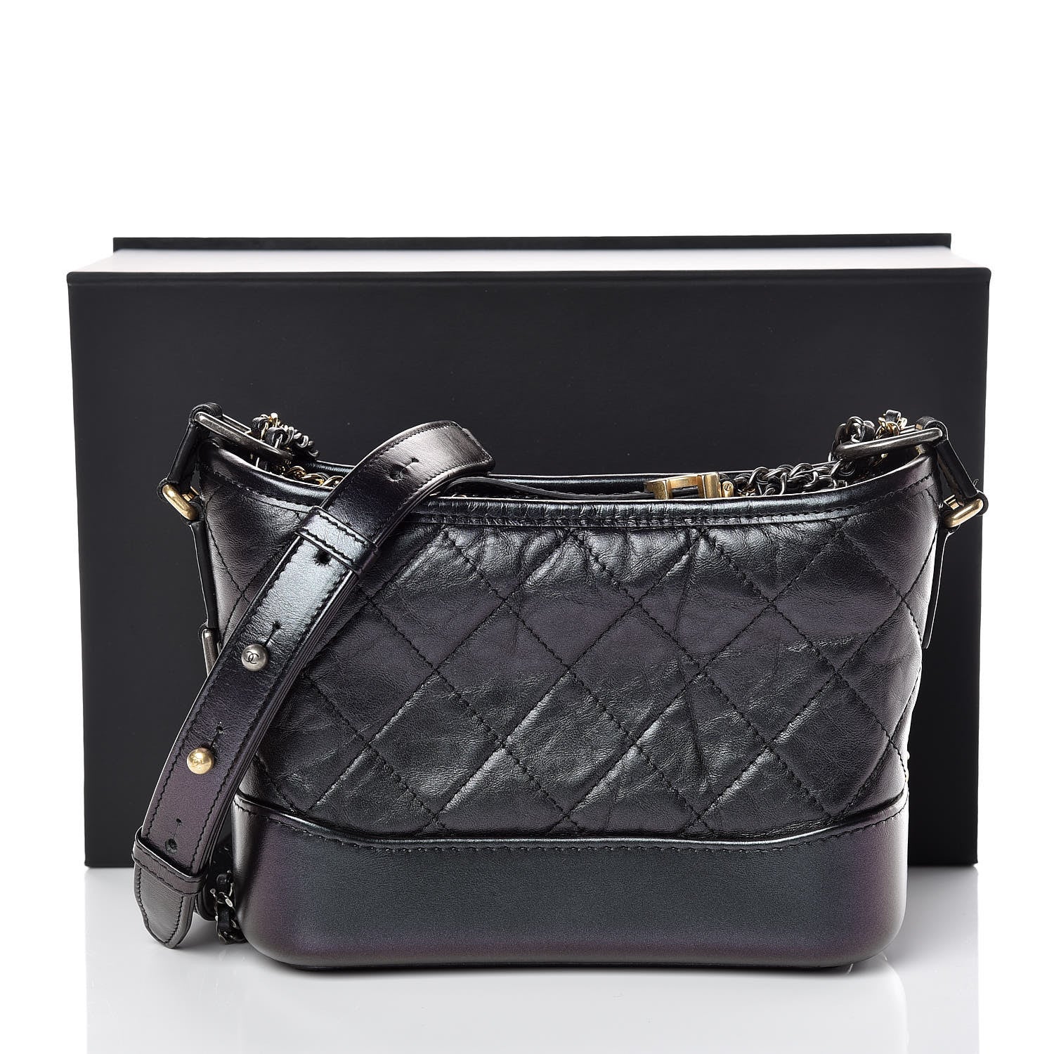 Chanel Aged Calfskin Quilted Small Gabrielle Hobo Black 9 of 10