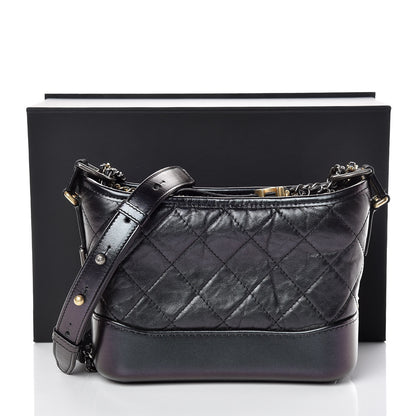 Chanel Aged Calfskin Quilted Small Gabrielle Hobo Black 9 of 10