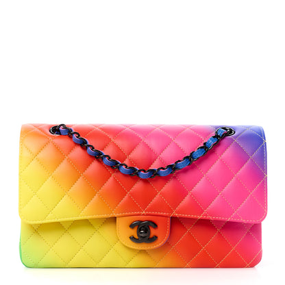 Chanel Calfskin Quilted Medium Rainbow Double Flap Multicolor 1 of 12
