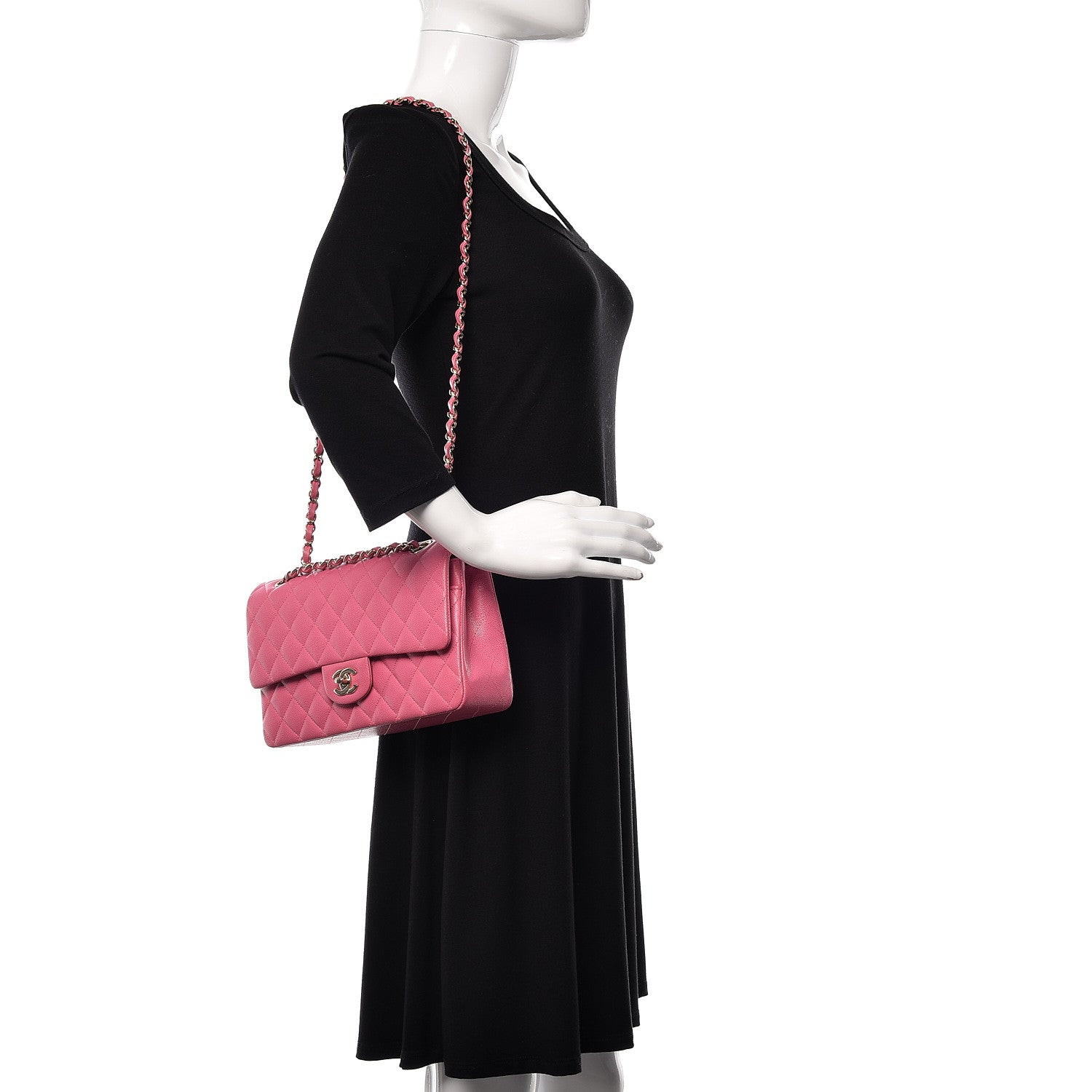 Chanel Caviar Quilted Medium Double Flap Pink 3 of 16