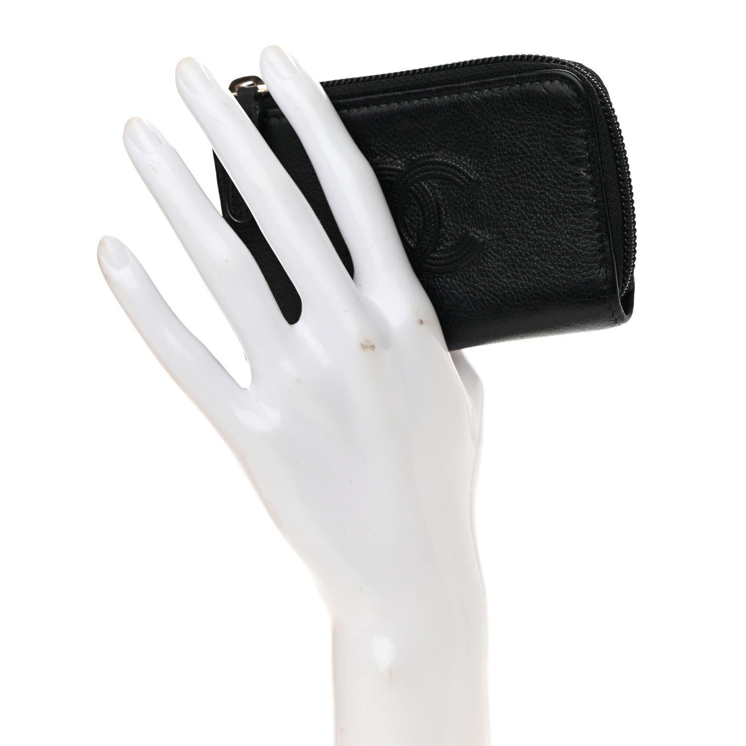 Chanel Calfskin Chain Embossed CC Key Holder Case Black 2 of 12