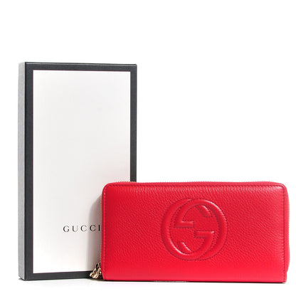 Gucci Pebbled Calfskin Soho Zip Around Wallet Tabasco Red 5 of 8