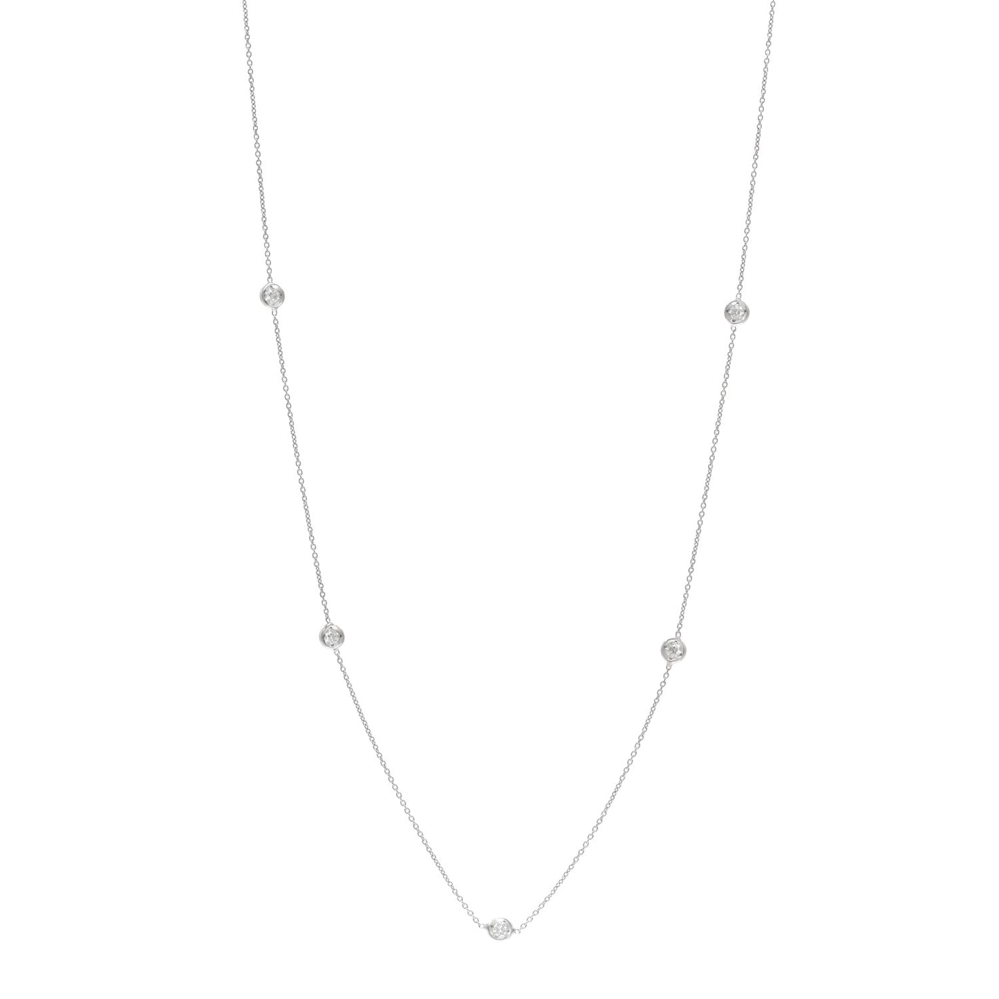 18K White Gold Diamond .35ctw Diamonds By The Inch Seven Station Necklace