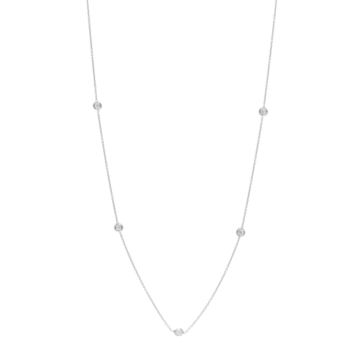 Roberto Coin 18K White Gold Diamond .35ctw Diamonds By The Inch Seven Station Necklace 1 of 4