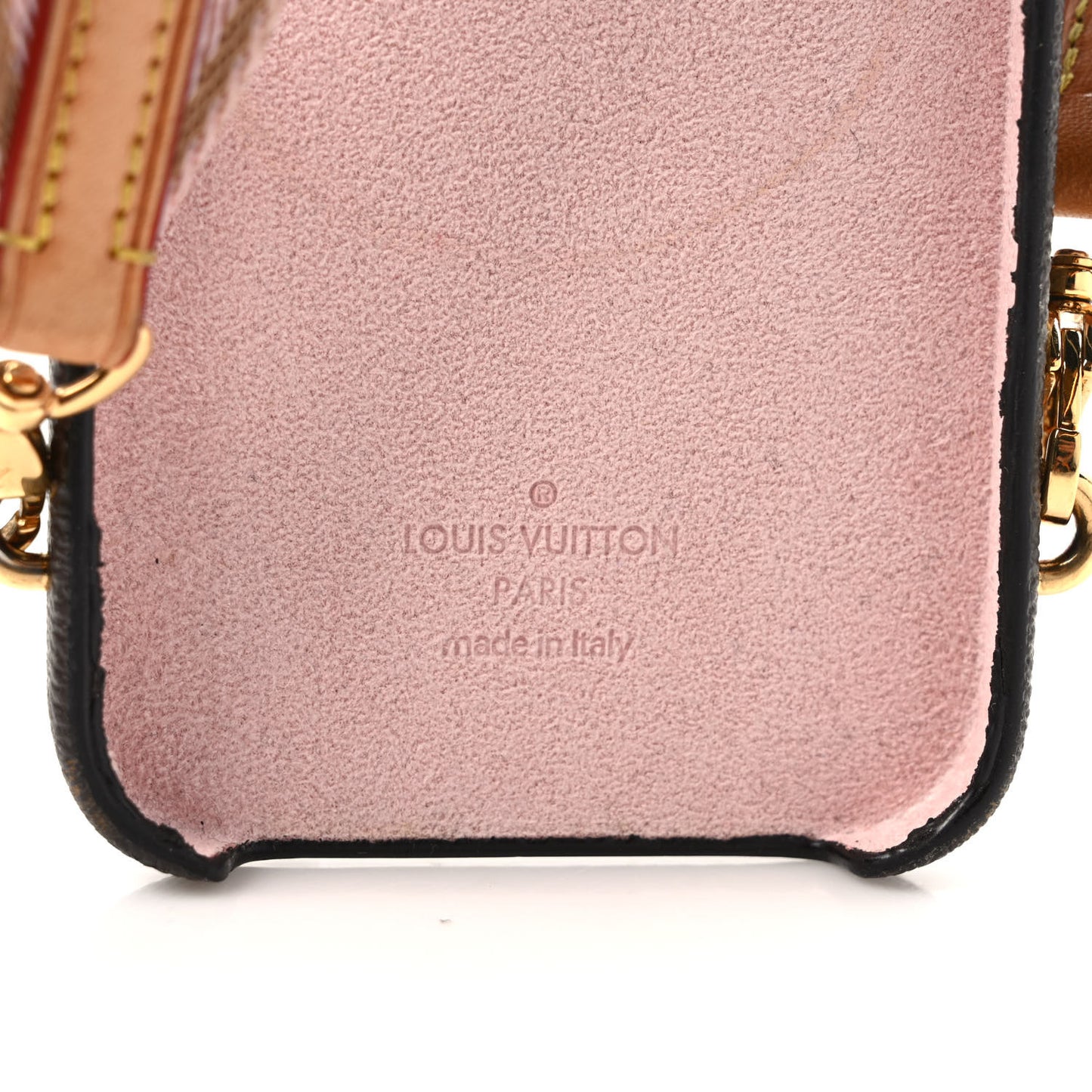 Monogram Bumper On Strap iPhone 13 Pro Shoulder Strap Creme Pink