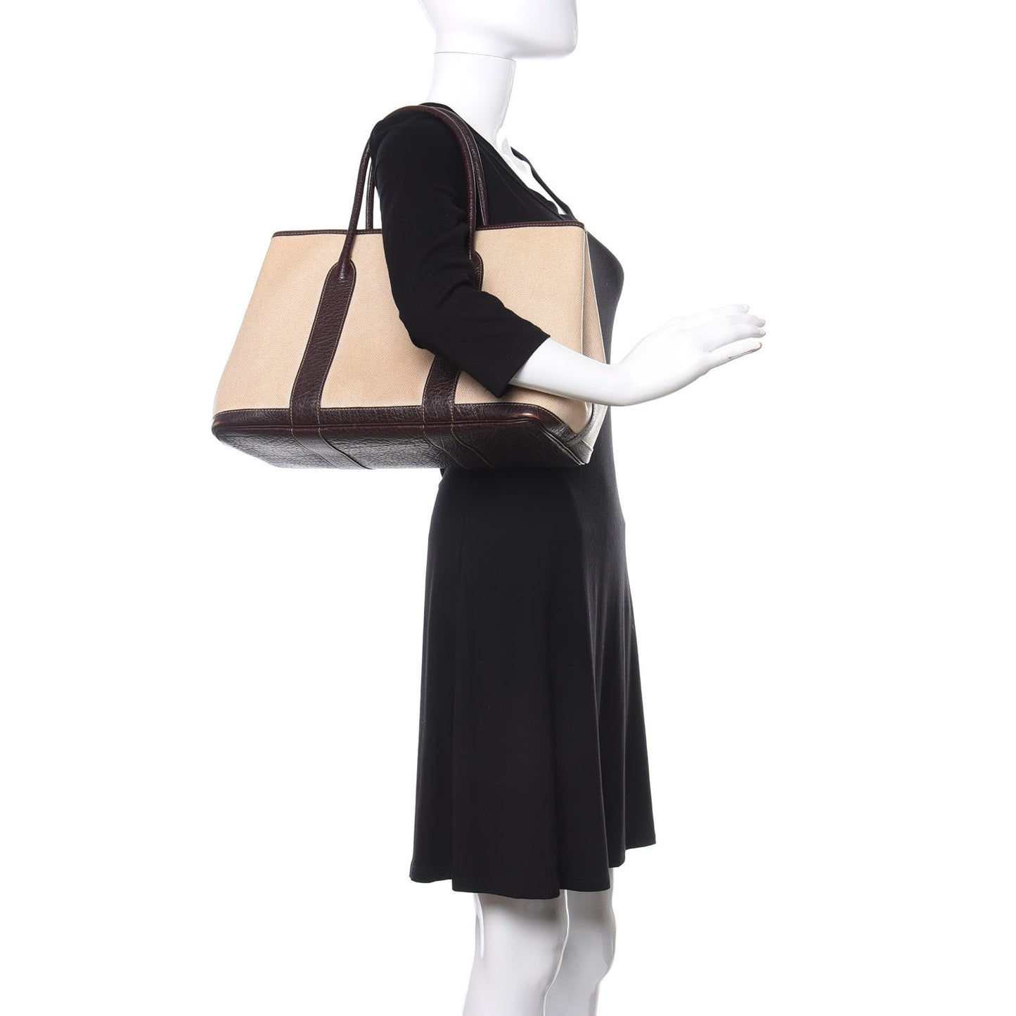 Toile Buffle Gala Garden Party Tote 36 MM Marron Fonce
