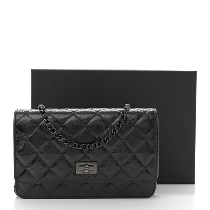 Chanel Glazed Aged Calfskin Reissue Wallet On Chain WOC  So Black 12 of 12