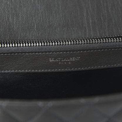 Saint Laurent Sheepskin Matelasse Chevron Monogram Large College Satchel Dark Anthracite 8 of 9