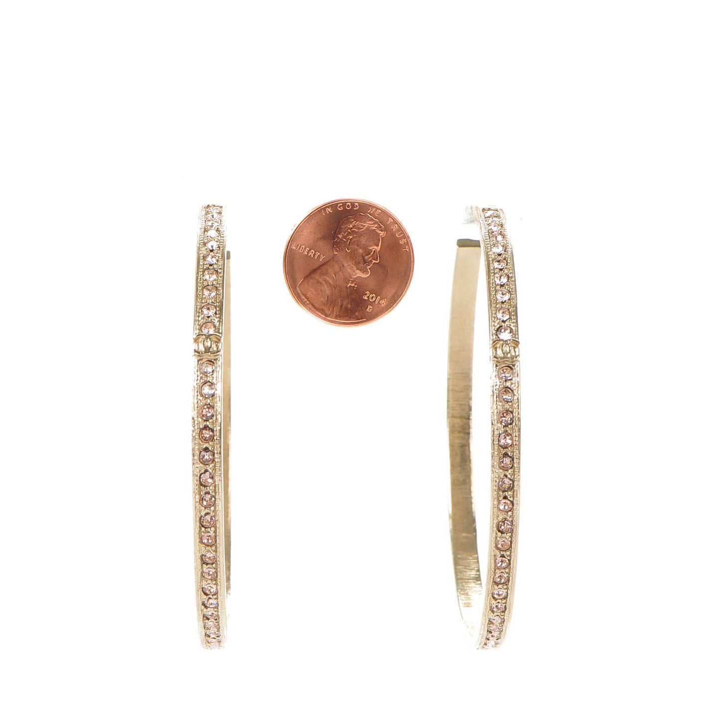 Crystal CC Hoop Earrings Pale Pink Gold