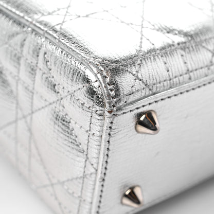 Christian Dior Metallic Grained Calfskin Cannage Small Lucky Badges My Lady Dior Silver 10 of 12