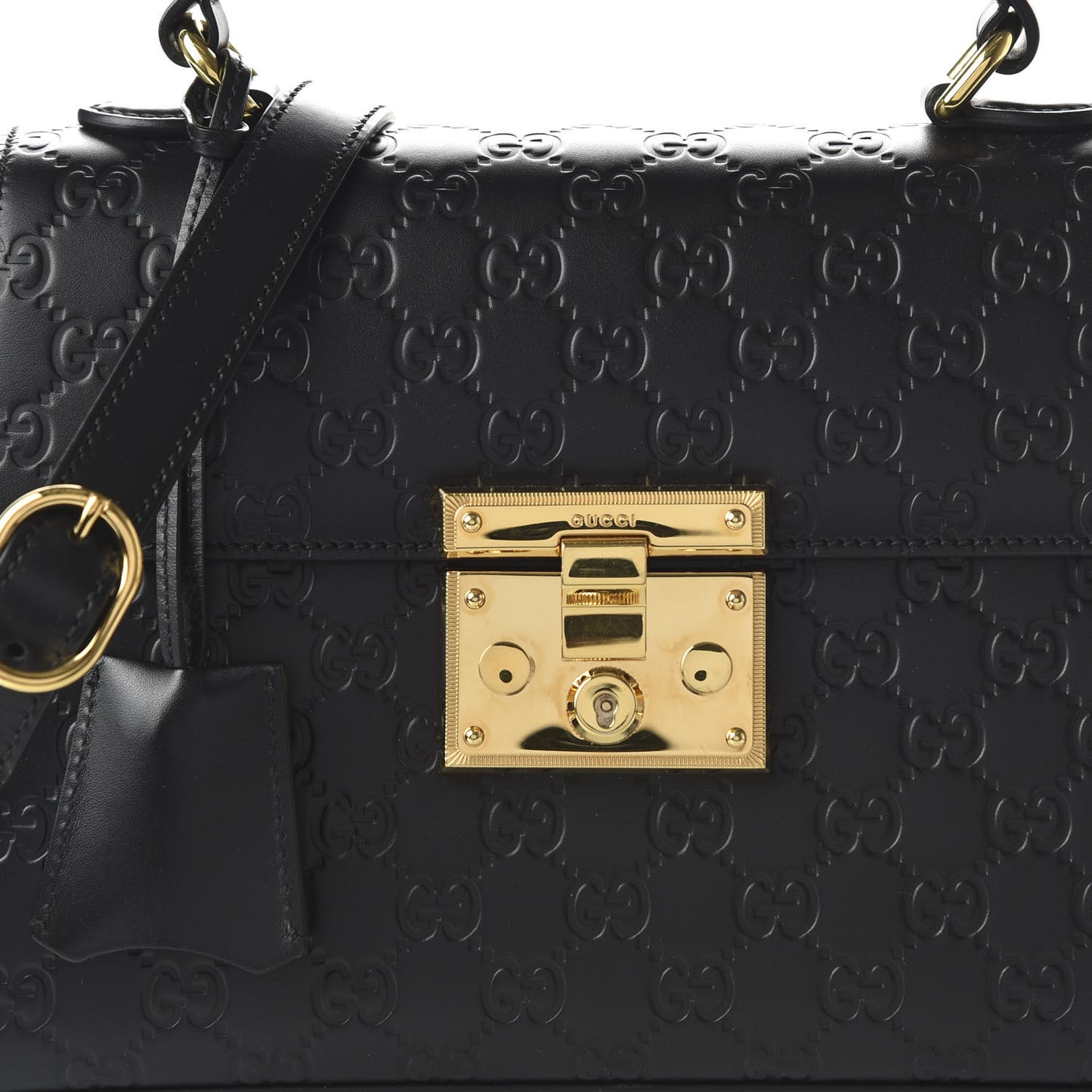 Guccissima Signature Small Padlock Top Handle Bag Black