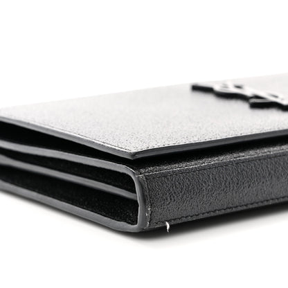 Saint Laurent Grained Metallic Calfskin Monogram Chain Wallet Black 9 of 11