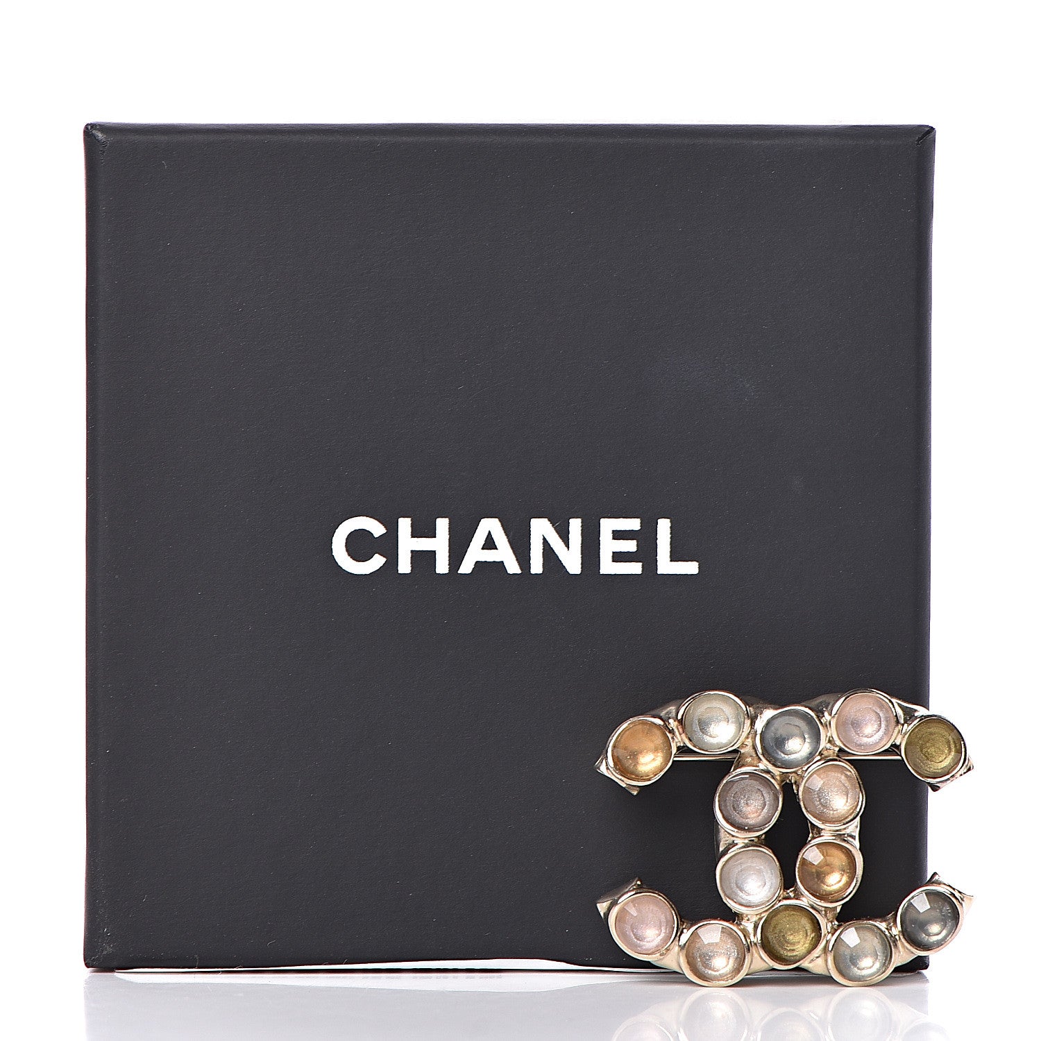 Chanel Poured Glass CC Brooch Gold Multicolor 5 of 5